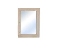 MirrorOutlet Grand Miroir Mural Rustique en Bois Massif Blanc (96Â cm x 76Â cm)