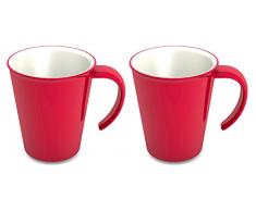 Ornamin Lot de 2 Tasses 300 ml Rouge (ModÃ¨le 1201) / mug Ã cafÃ©, mug Ã thÃ©, gobelet plastique rÃ©utilisable