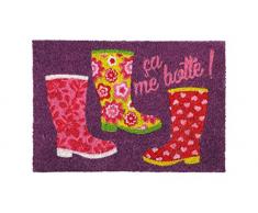 Lovely Casa Bottes Paillasson, Coton, Violet, 60 x 40 cm