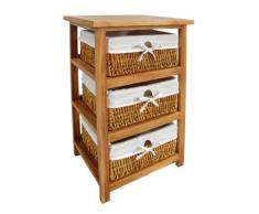 Premier Housewares Meuble de rangement 3 paniers en osier Structure en bois Marron 63 x 40 x 32