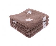 Lasa Stars-Set de Serviette de Toilette 33 x 50 cm Toilette 50 x 100 cm 70 x 140 cm Marron