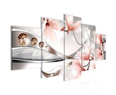 Tableau decoration murale Fleurs Magnolia 200 x 100 cm - XXL Impression sur Toile Salon Appartment 5 Parties - prÃªt Ã accrocher - 207251a