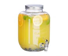 Relaxdays 10023430 Distributeur 5 L, limonade, carafe verre robinet, retro vintage, fontaine boisson, transparent, inox, plastique, 1 Ã©lÃ©ment