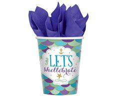 amscan 581975 Lot de 8 gobelets en Papier Motif sirÃ¨ne 250 ML Couleur