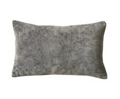 Blanc des Vosges Pacha Housse et coussin Velour de coton Anthracite 30 x 50 cm