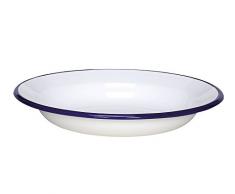 KRÃGER Karl 99J/B Assiettes Creuses Husum 24Â cm Assiettes Creuses, Acier, Blanc avec Bordure Bleue, 24Â x 3, 7Â cm