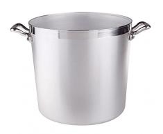 Pentole Agnelli Poêle cylindrique en Aluminium BLTF, avec 2 poignées en Acier Inoxydable - argenté 36 cm Argent