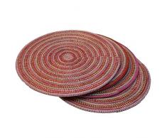 EA DÃ©co Naturel & Design 4 Sets de Table PindÃ©, Plastique, Tricolore Fuchsia, 40x40x1 cm