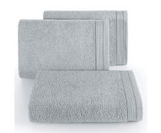 Eurofirany Lot de 3 Serviettes de Toilette en Coton Doux Motif Vagues ArgentÃ© 70 x 140 cm