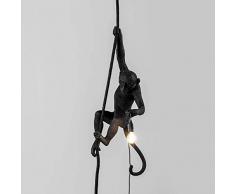Seletti Lampe suspendue singe avec corde, RÃ©sine, Noir, 35Â x 38Â x 87Â cm