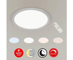 Briloner Leuchten - Plafonnier LED, panneau LED gradable, avec régulateur de température de couleur, fonction veilleuse incluse, avec télécommande, 22 W, 2200 lumen, à 40 cm