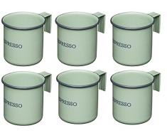 Kitchen Craft Living Nostalgia Lot de 6 Tasses Ã Expresso en Ã©mail Bleu Vintage 75 ML, Ãmail, Sauge Anglaise, 7 x 5 x 5 cm