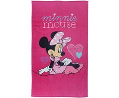 CTI Drap DE Plage 70X120 Disney Minnie Coeur, 100% Coton 320GR/M2, Rose