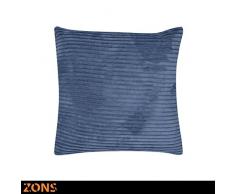ZONS Coussin Design Look Velours 45x45cm + Rembourrage 480g Coussin Voiture Coussin canapé Oreiller (5 Couleurs à Choisir) (Bleu)