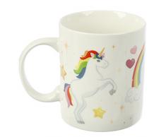 Puckator MUG275 Mug en Porcelaine Tendre Licorne Arc-en-Ciel, Blanc, Rouge, Vert, Jaune, 12 x 8,5 x 9,5 cm