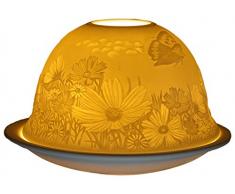 Him DL0073 Prairie dété (Summer Meadow) -photophore en Porcelaine, Blanc Cassé, 12x12x8 cm