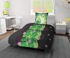 Soleil docre Tahiti Parure Housse de Couette, Coton, Gris, 140x200 cm