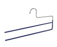 Wenko 10220111100 Cintre Ã Pantalons Baggy 2 Double Barrette, RevÃªtement AntidÃ©rapant, MÃ©tal, Plastique, 35 cm, Bleu FoncÃ©