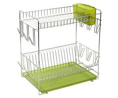 Sauvic 91010-Ãgouttoir à Vaisselle, Inoxydable 18/8, avec Plateau Vert, 43 x 25 x 41,5 cm