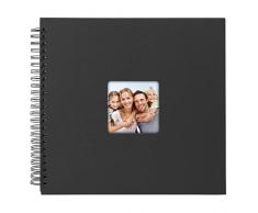 Goldbuch Album Photo Ã Spirales avec dÃ©coupes pour Photos, Pages Noires, Couverture de qualitÃ© en Papier structurÃ© Aspect Lin, Papier, Noir, 32x36 cm