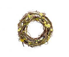 HEITMANN DECO - Couronne Murale - en Tant Que Couronne de Porte, décoration de pièce et décoration de Table pour Le Printemps et lété, Rotin, Bois, Vert, Jaune, 27 x 27 x 7,5 cm