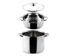 Aeternum Y0DVVPN220 Cuit Vapeur avec Panier et CV Verre CM.22, Acier Inoxydable, INOX, 22 cm