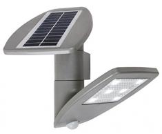 Lutec 563800043 Applique Zeta Solar 1L PIR, Métal, Intégré, 2.4 W, Gris