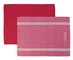 Soleil dOcre 712032 Sel et Poivre Lot de 2 Torchons Jacquard Coton Rouge 50 x 70 cm