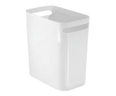 iDesign poubelle cuisine à poignée, petite poubelle de 9,5 L en plastique, poubelle de bureau, salle de bain ou cuisine moderne, blanc