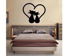 TATOUTEX Stickers Chats Amoureux - Vert Lime, L 56cm x H 50cm