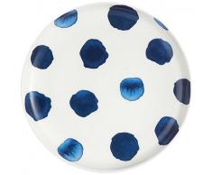 R2S 1702INDI Assiette Ã Tapas 15,5 cm, Bone China, Blanc/Bleu, 12,5 x 3 x 3 cm