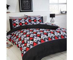 Just Contempo Ensemble de Housse de Couette en Pied de Poule, Rouge aztèque, King