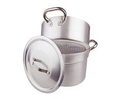 Pentole Agnelli Cuociverdure avec Marmite et Couscous Casserole pour Cuisson à Vapeur Ãpaisseur 3 Mm et Deux Poignées avec Couvercle en INOX 400 Mm de Diamètre cod.ALMA15240