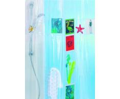 Spirella Postcard Rideau de douche avec poches de rangement Plastique PEVA transparent 180 x 200 cm