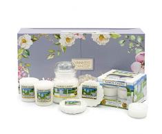 Yankee Candle coffret cadeau | Petite jarre parfumée, votives, tartelettes et bougies chauffe-plat | Coton frais | Collection Garden Hideaway