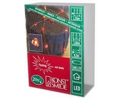 Konstsmide 1267-550 Guirlande Coeurs avec Clignotement + 20 LED Rouge 1,5 V