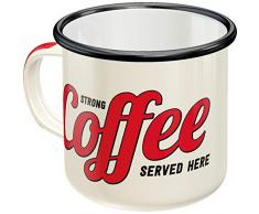 Nostalgic-Art 43203 Strong Coffee Served Here Tasse Cadeau rÃ©tro Vintage en Ã©mail Multicolore 8 x 8 x 8 cm