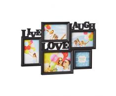 Relaxdays 10021999 Cadre photos pÃªle-mÃªle 5 photos Galerie mur cadre mural Live Love Laugh 3D 31 x 45,5 cm, noir