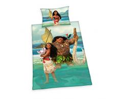 Herding DISNEY MOANA Parure de Lit RÃ©versible, Housse de Couette 160 x 210 cm, Taie dOreiller 65 x 100 cm, Coton/RenforcÃ©