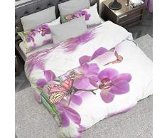 PETTI Artigiani Italiani - Housse de Couette, Lit (120x200), OrchidÃ©e, Tissu 100% Satin Frais, 100% Made in Italy