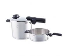 Fissler Vitavit Comfort / Ensemble Autocuiseur Et Poêle, 2 Parties (6 + 2,5 Litres, à 22 Cm), 2 Niveaux de Cuisson, Convient Pour LInduction