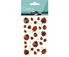 Maildor 560358C - Un sachet de gommettes 3D Cooky 1 planche 7,5x12cm, Coccinelles (34 stickers)