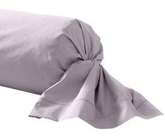 Essix - Taie de traversin Royal Line Percale de Coton Argent 43 x 190 cm