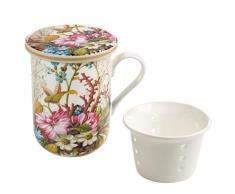 Maxwell & Williams wk02455Â Kilburn Tasse avec Couvercle et passoire Ã thÃ©, Ocean Fantasy, boÃ®te Cadeau, Porcelaine, Blanc/Multicolore 3Â unitÃ©s
