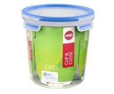 Emsa 508553 Boîte alimentaire ronde avec couvercle, 2.0 Litre, Transparent (bleu)