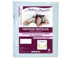 Nuit De France 329384 140/190 Protège Matelas Coton Blanc 190 x 140 x 1 cm