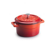 Pentole Agnelli COGHSRP10410R Casserole Ã Cuisson Lente avec poignÃ©es et Couvercle, Fonte, Rouge, 0,36 L