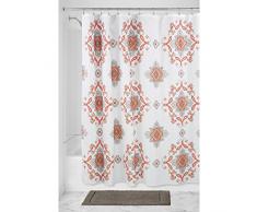 InterDesign Medallion Paisley rideau douche, rideau baignoire de 183,0 cm x 183,0 cm en polyester, rideau de bain avec motif Paisley, corail/taupe