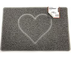 Nicoman Paillasson Lavable en Forme de CÅur-(Utiliser intÃ©rieur et extÃ©rieur), Moyen (75x44cm), Gris