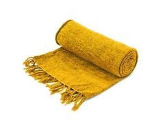 Thedecofactory 137010 Plaid, Viscose, Jaune, 130 x 170 x 3 cm